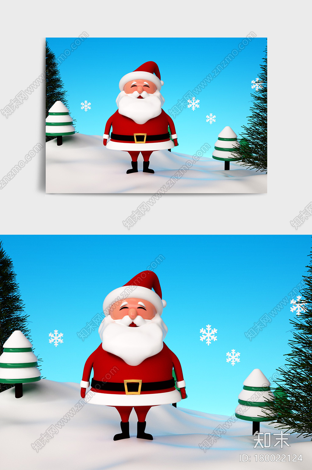 圣诞节卡通风格圣诞老人IP形象CG模型下载【ID:180022124】