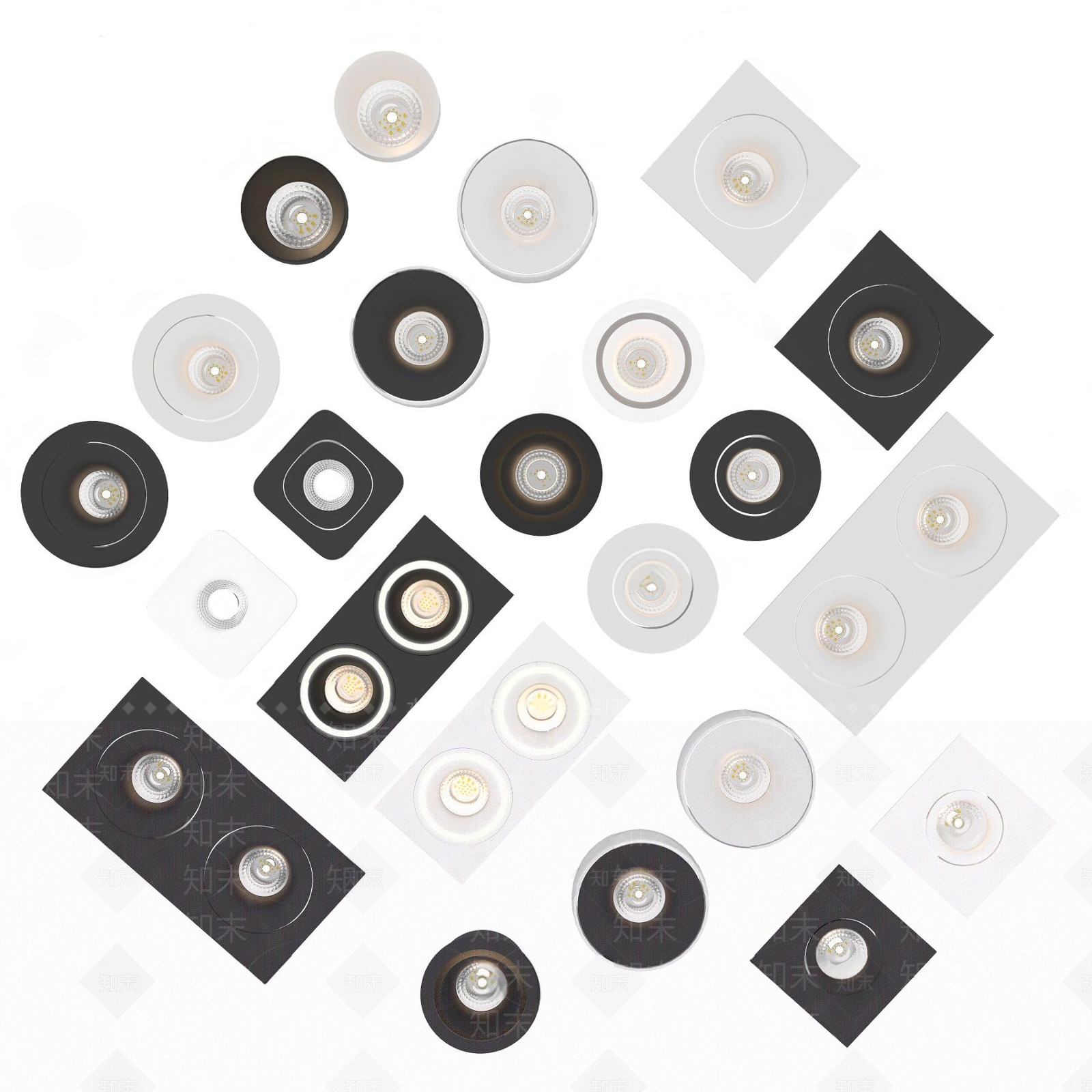 现代嵌入式筒灯3D模型下载【ID:1127415132】