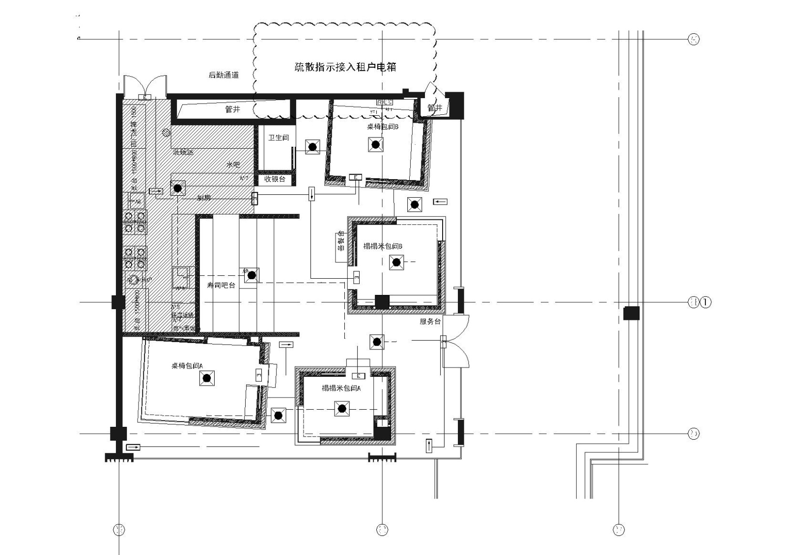 [成都]高级日料店“大徳餐厅”施工图+摄影cad施工图下载【ID:160428119】