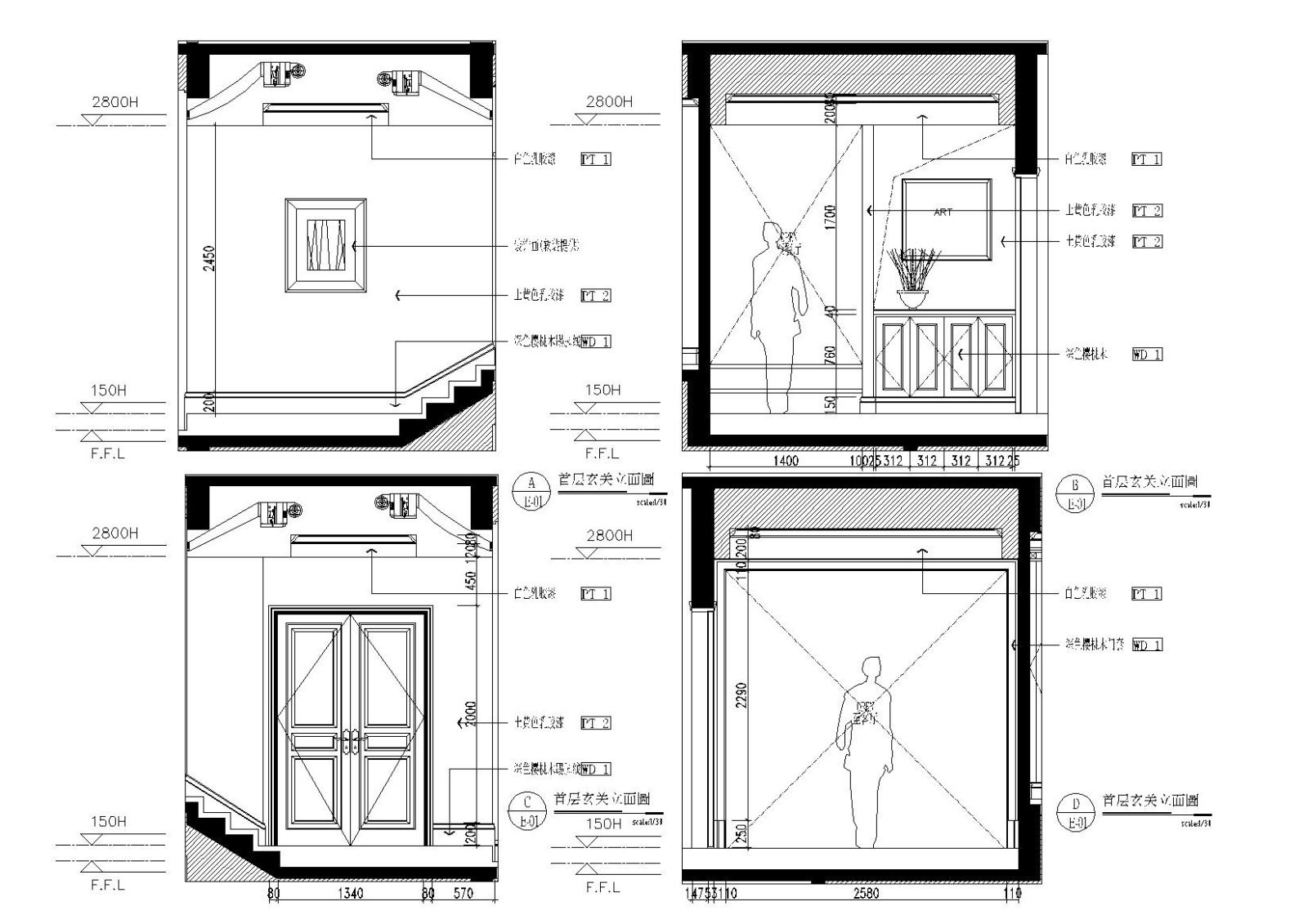 杭州自在城三层连排别墅施工图cad施工图下载【ID:160046104】