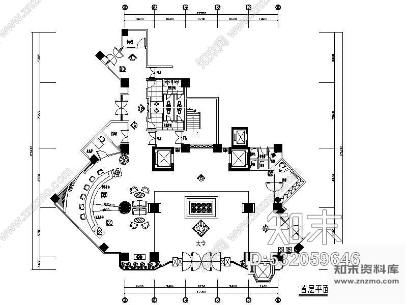 施工图某酒店大堂装修图施工图下载【ID:532059646】