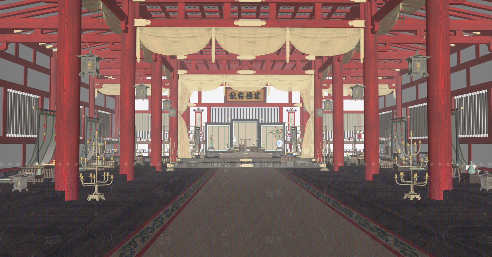 中式其他公共空间SU模型下载【ID:1216047527】