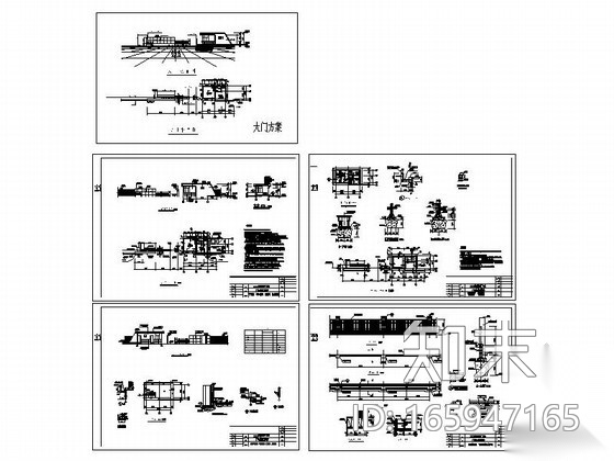 某污水厂大门及围墙建筑施工图施工图下载【ID:165947165】