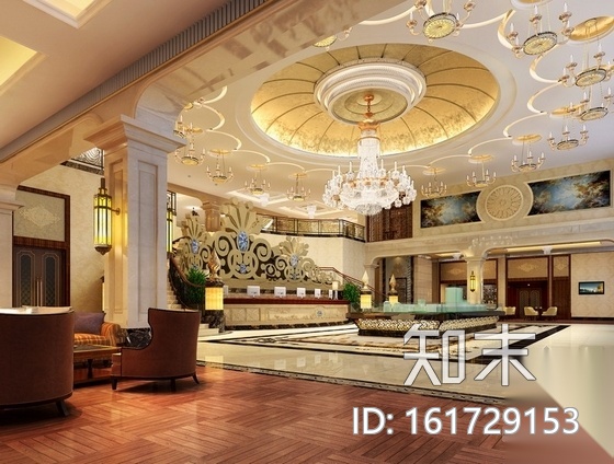 [广东]花园洋房欧式设计售楼中心装修图（含效果）cad施工图下载【ID:161729153】