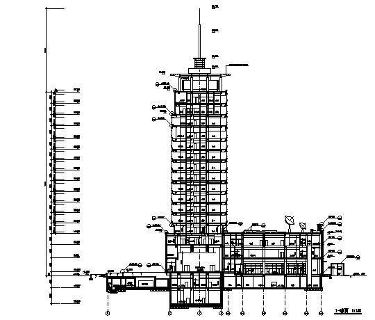 高层现代风格商业办公综合体建筑施工图cad施工图下载【ID:151395107】