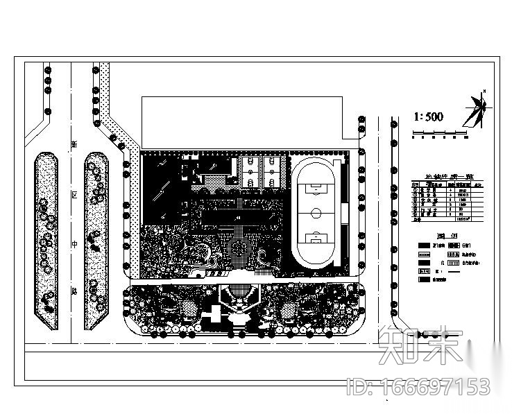 某校园绿化规划图纸cad施工图下载【ID:166697153】