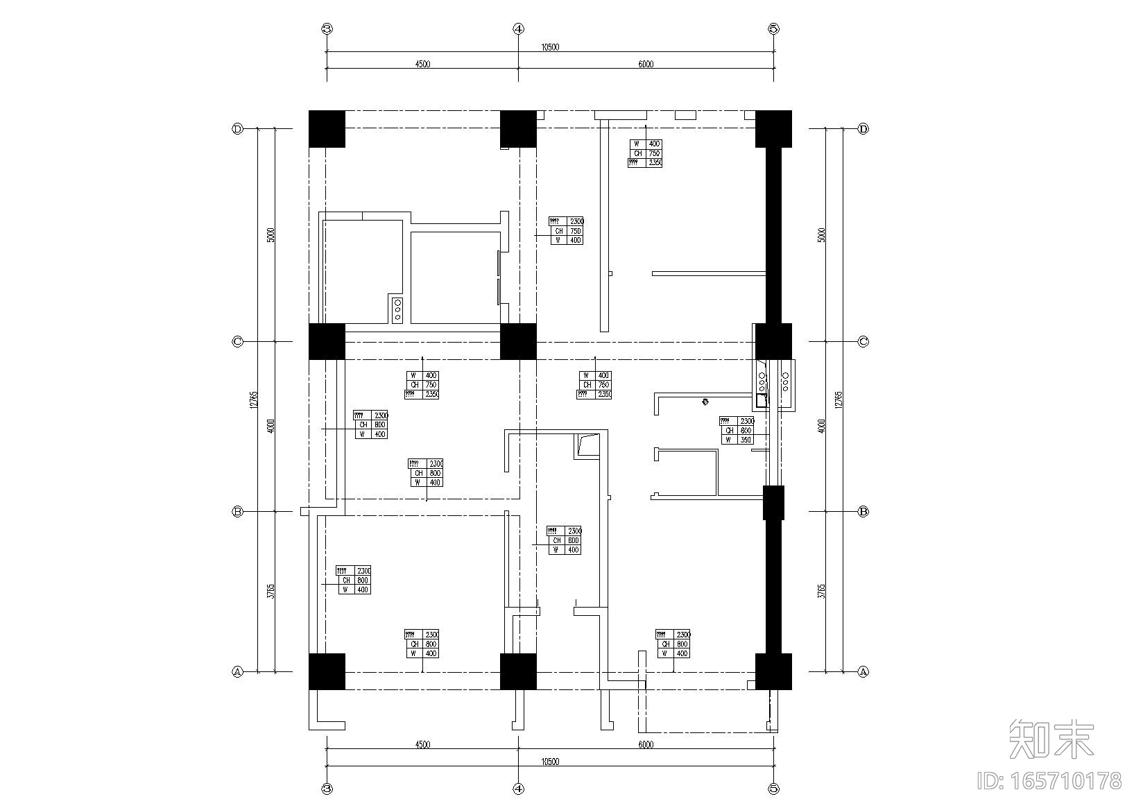 邱德光-上海东樱花苑C3户型装修CAD施工图施工图下载【ID:165710178】