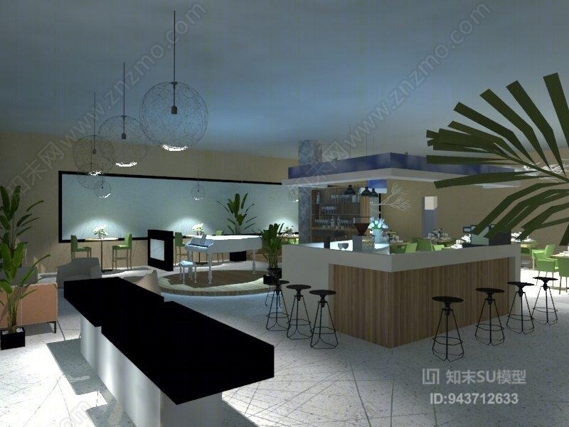 现代音乐餐厅SU模型下载【ID:943712633】
