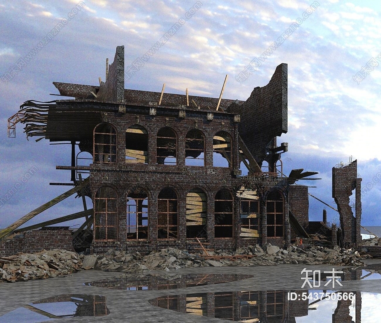 欧式风格古建筑3D模型下载【ID:543750566】