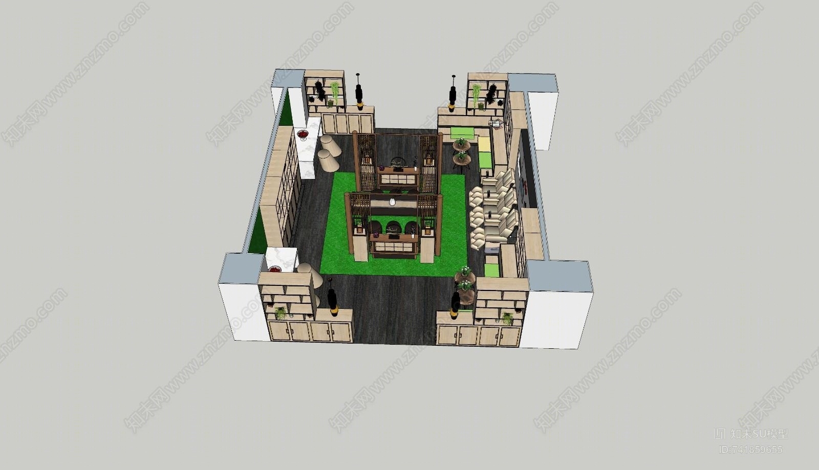 现代休息区SU模型下载【ID:741859655】
