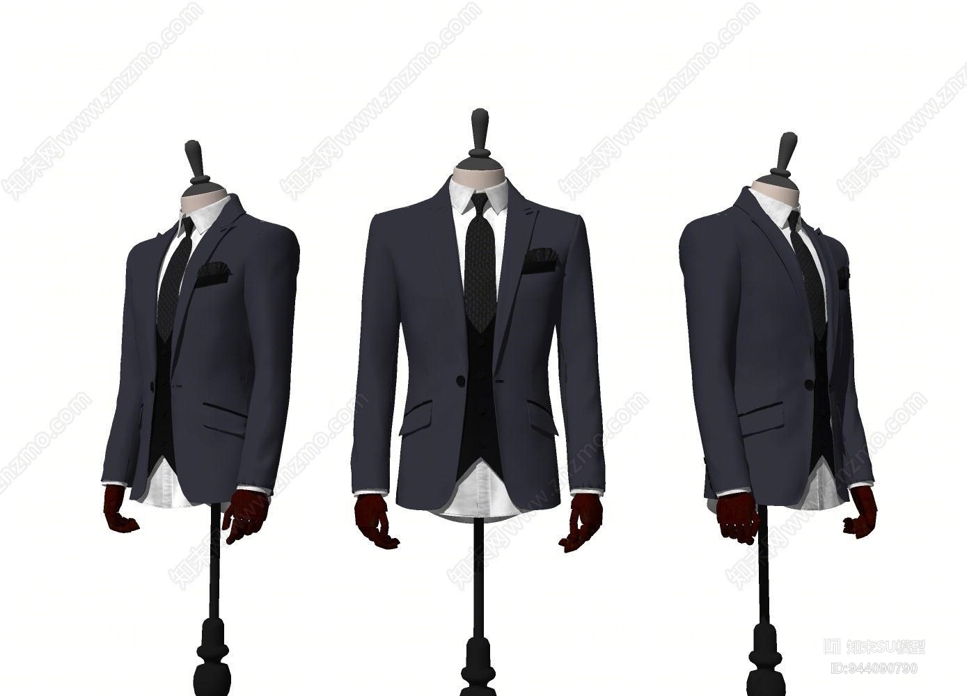 现代西装模特SU模型下载【ID:944090790】