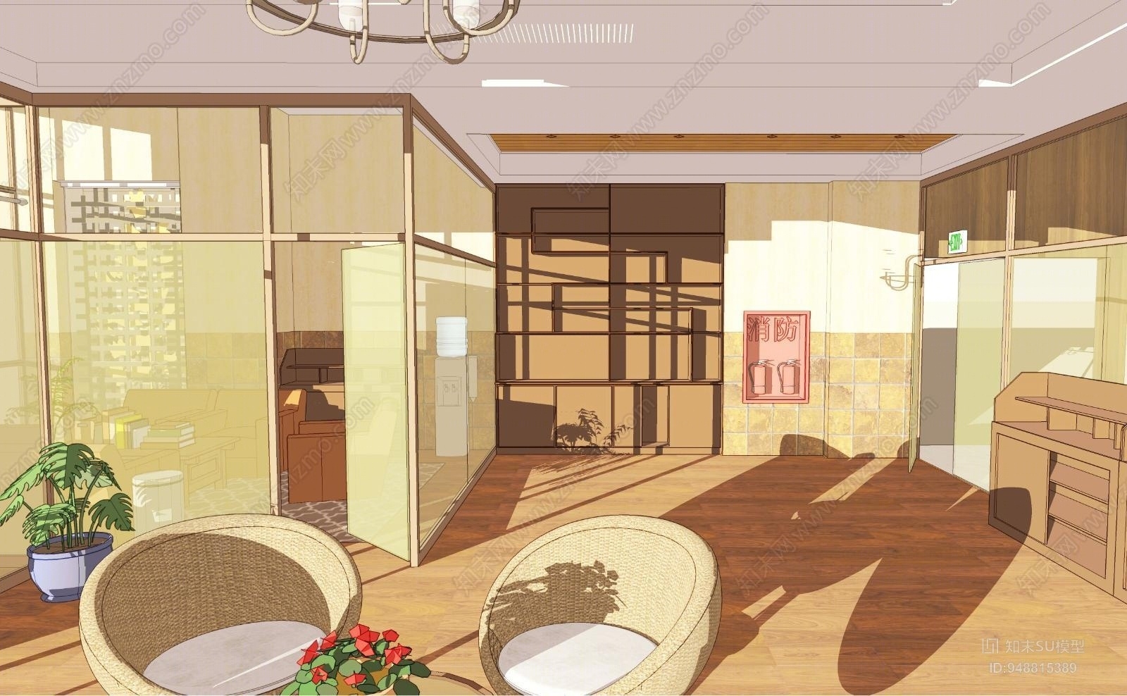 现代风格茶室SU模型下载【ID:948815389】