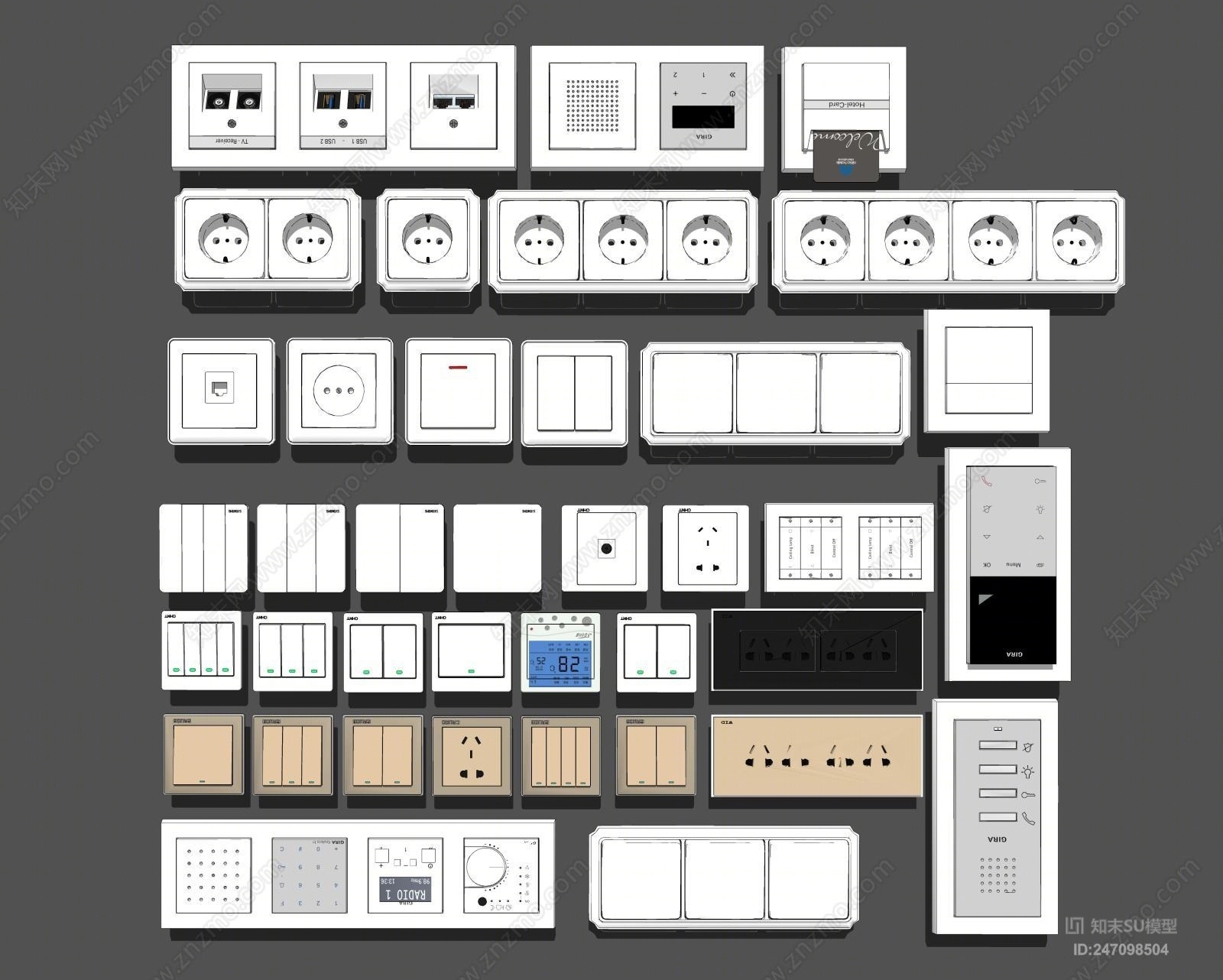 现代开关面板SU模型下载【ID:247098504】