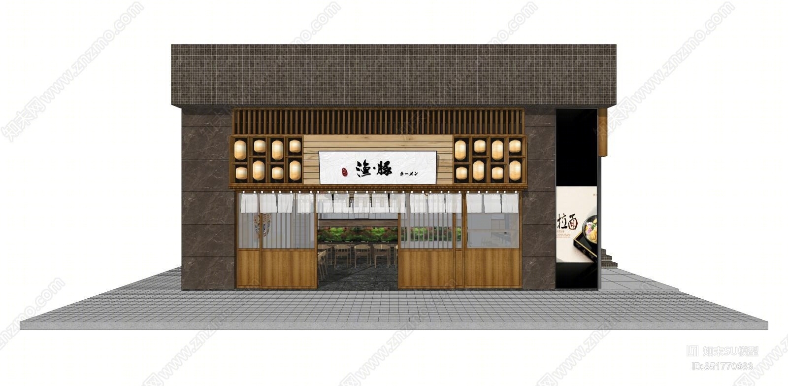日式风格日式餐厅SU模型下载【ID:851770683】