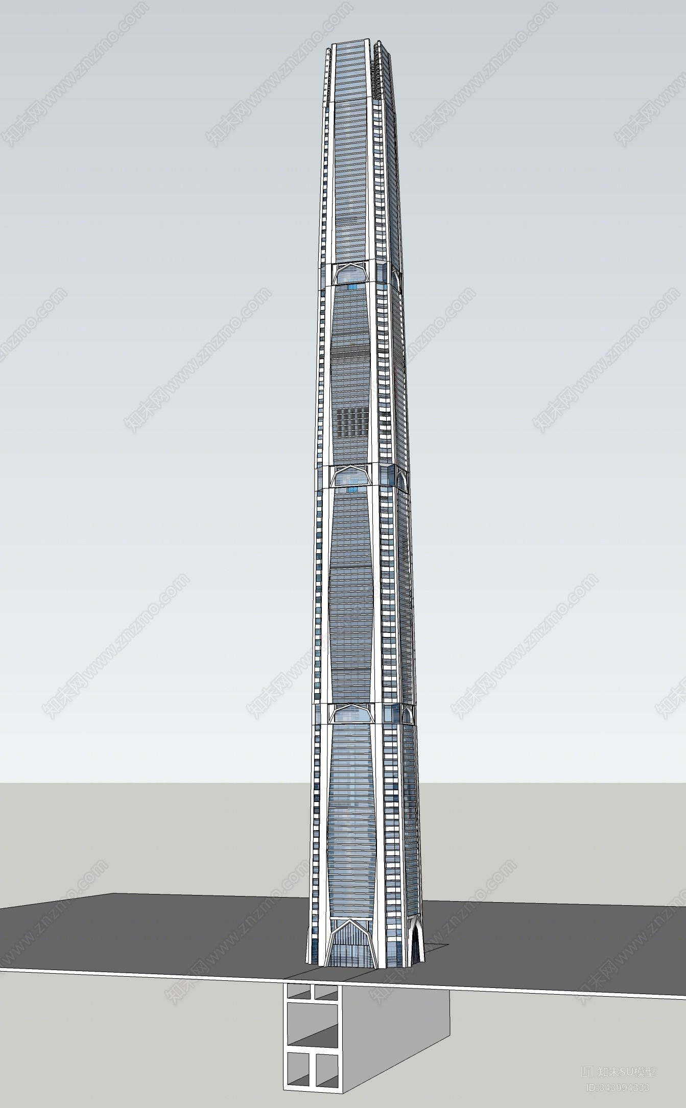 现代金融中心SU模型下载【ID:343094333】