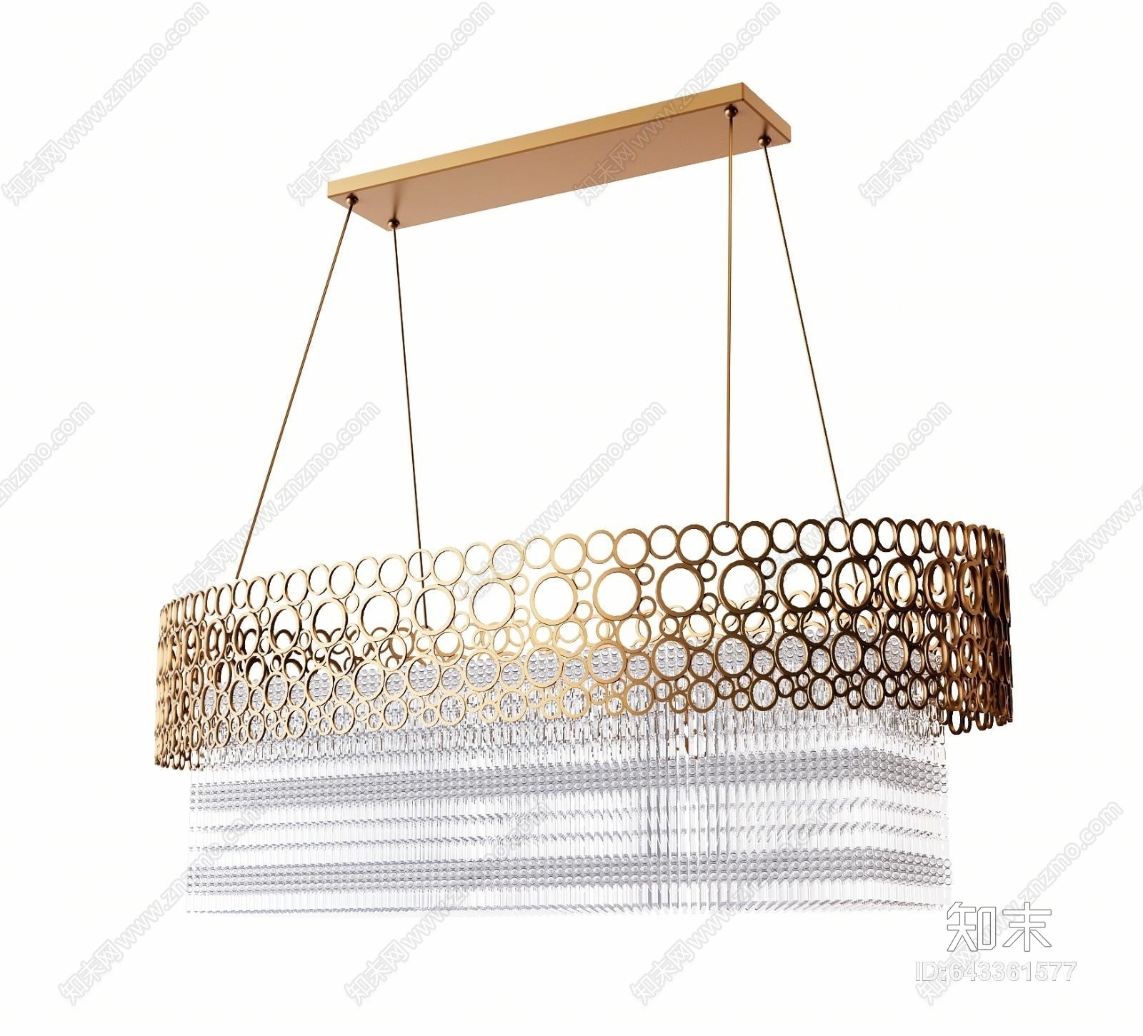 现代轻奢水晶金属吊灯3D模型下载【ID:643361577】