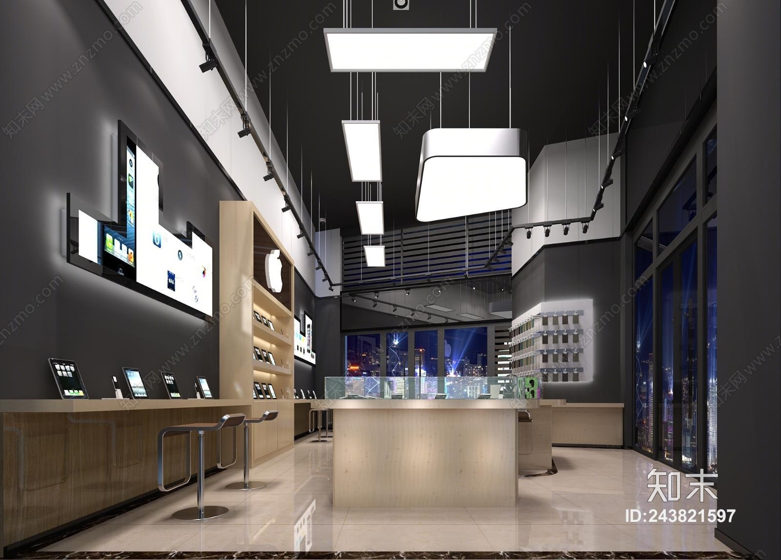 现代苹果手机专卖店3D模型下载【ID:243821597】