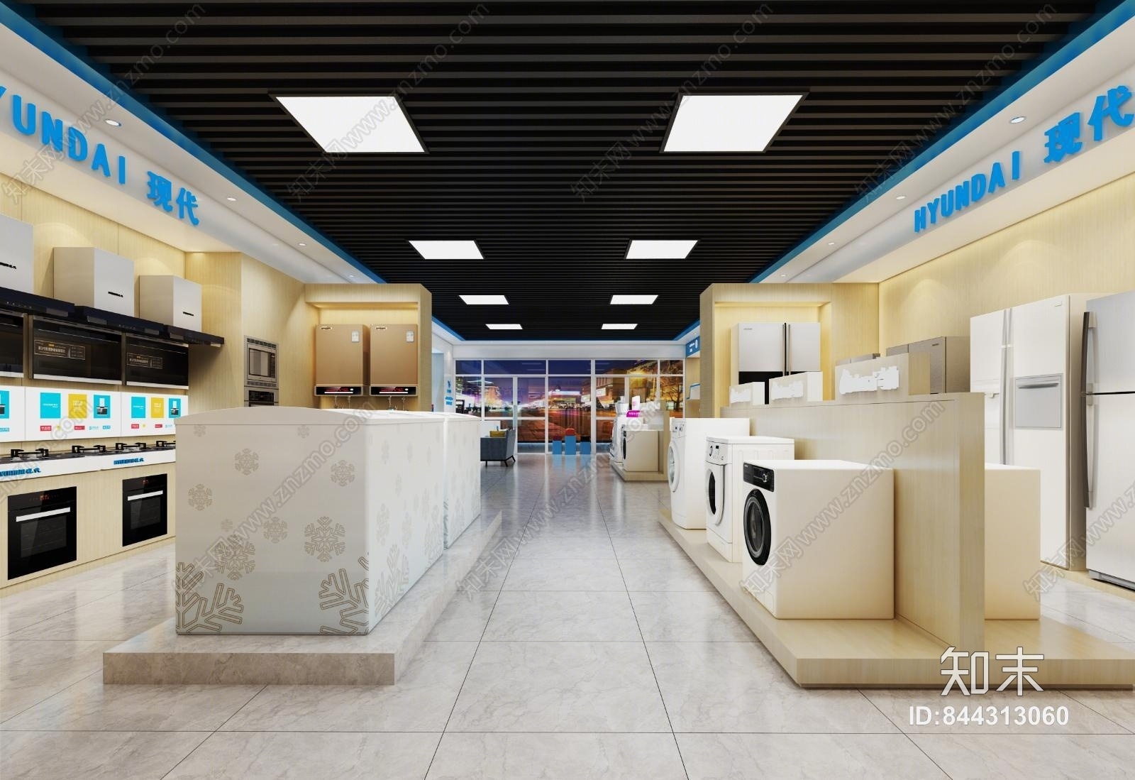 现代电器店冰箱空调净水器冰柜3D模型下载【ID:844313060】