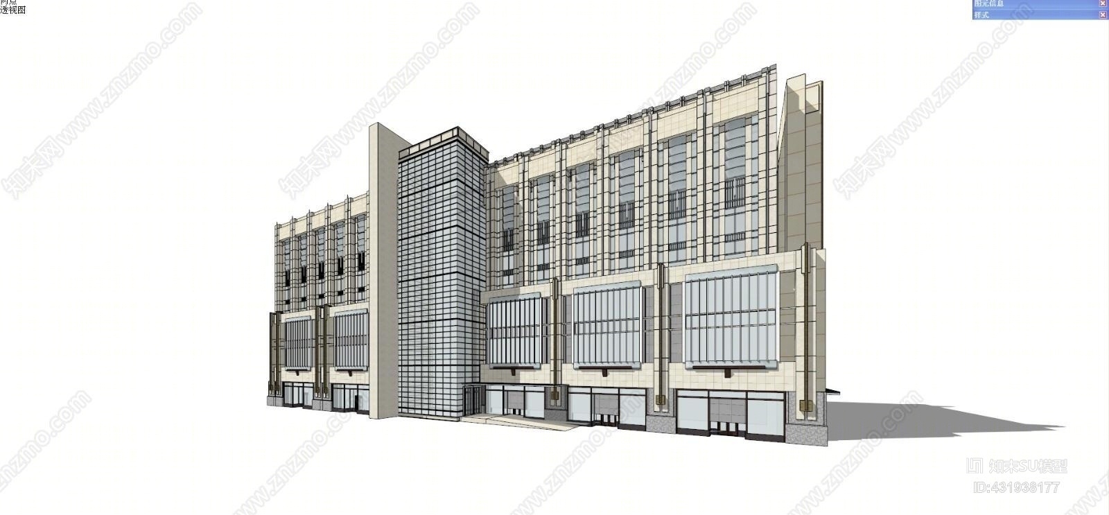 小商业精品酒店室外SU模型下载【ID:431938177】