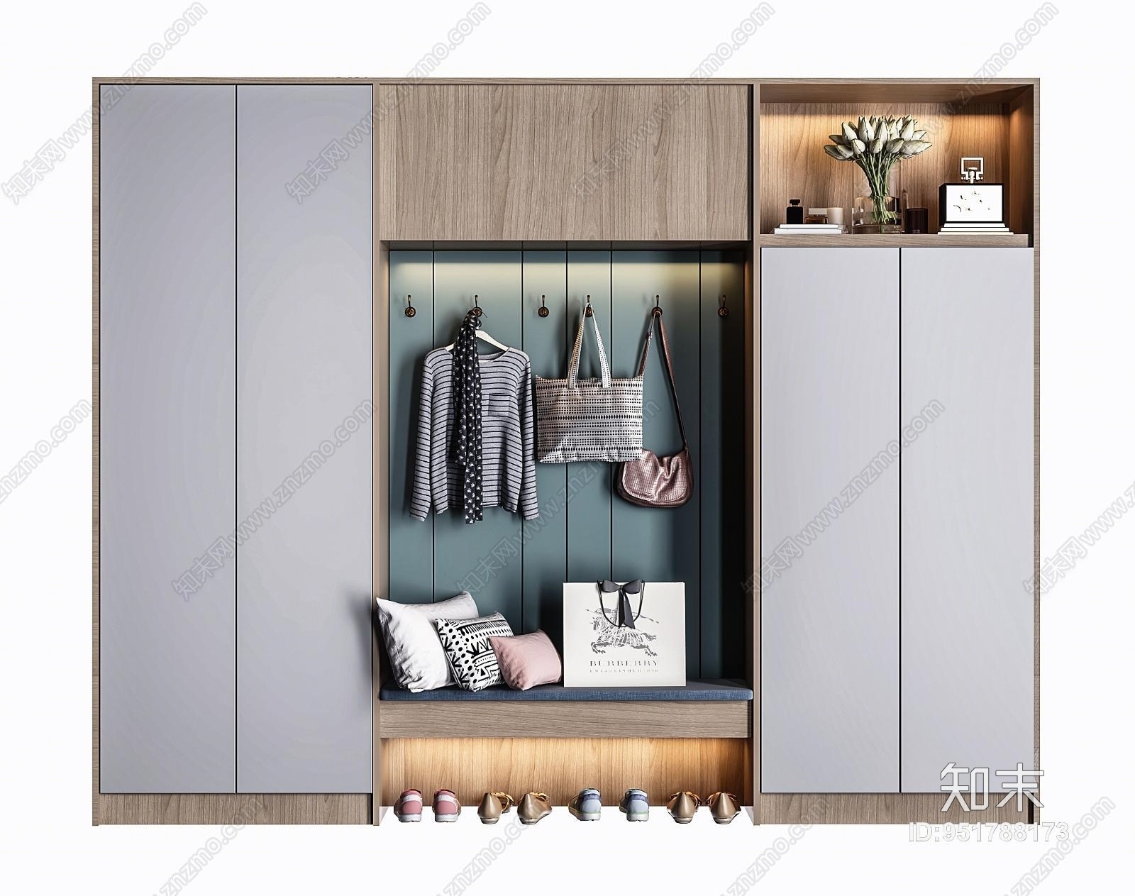 北欧门厅玄关柜3D模型下载【ID:951788173】