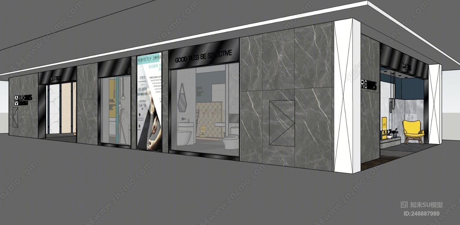 现代风格陶瓷展厅SU模型下载【ID:248887989】