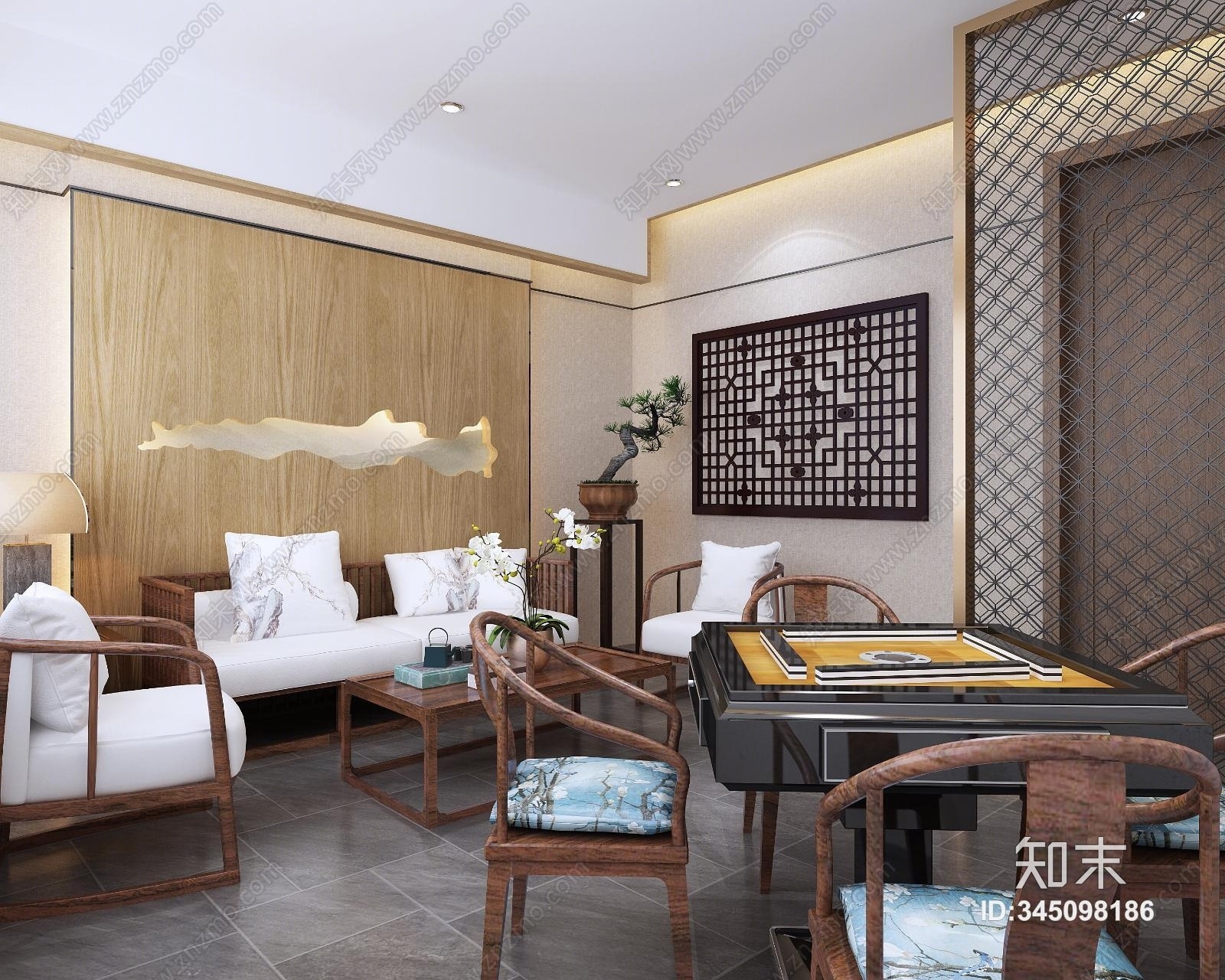 新中式茶餐厅3D模型下载【ID:345098186】
