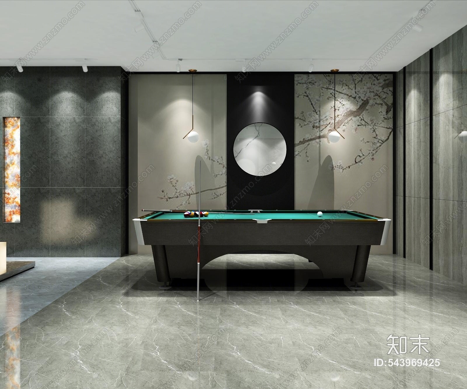 新中式陶瓷展厅桌球室3D模型下载【ID:543969425】