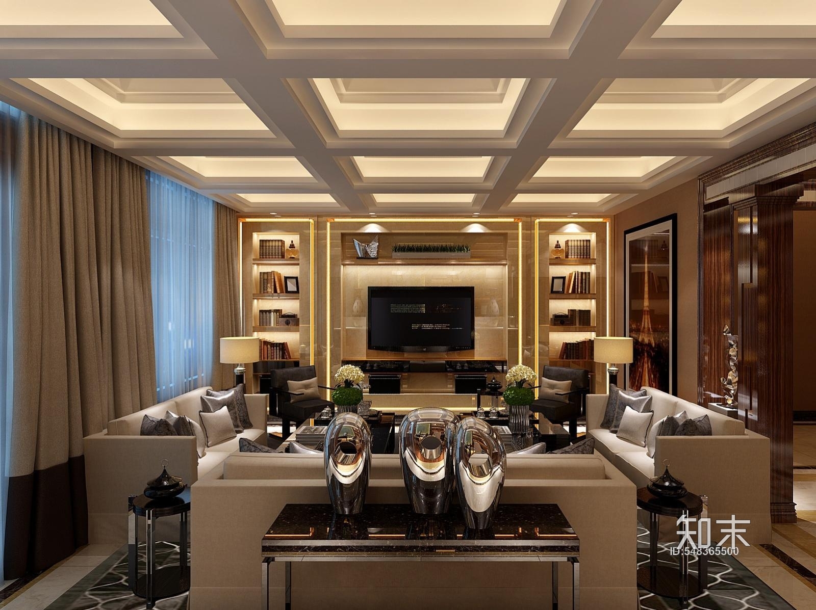 现代风格私人住宅室内装修施工图下载【ID:548365500】