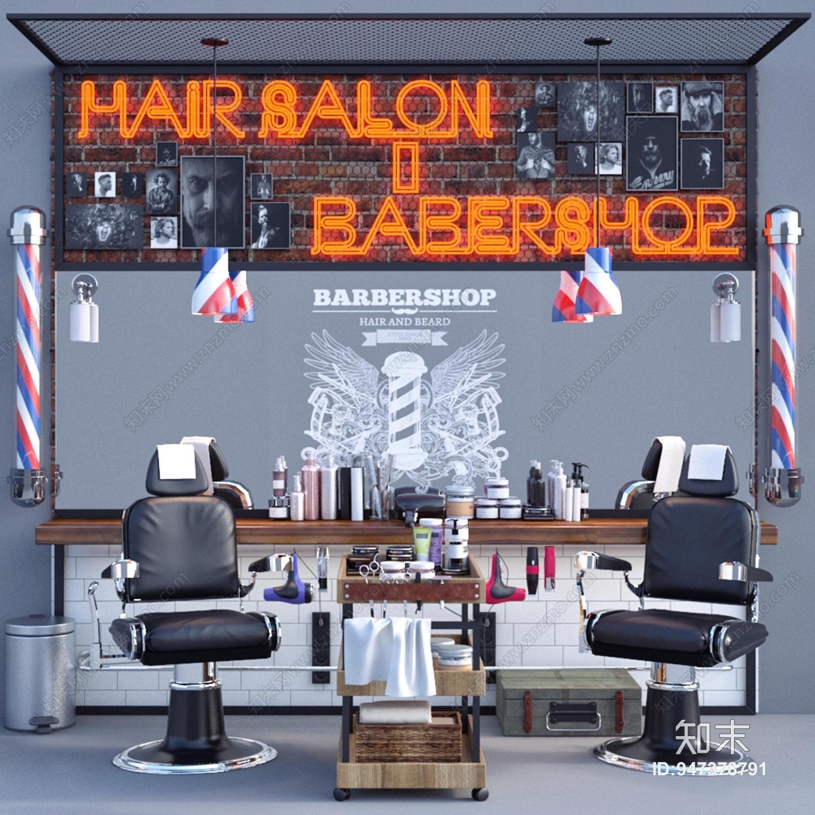 工业理发店3D模型下载【ID:947378791】