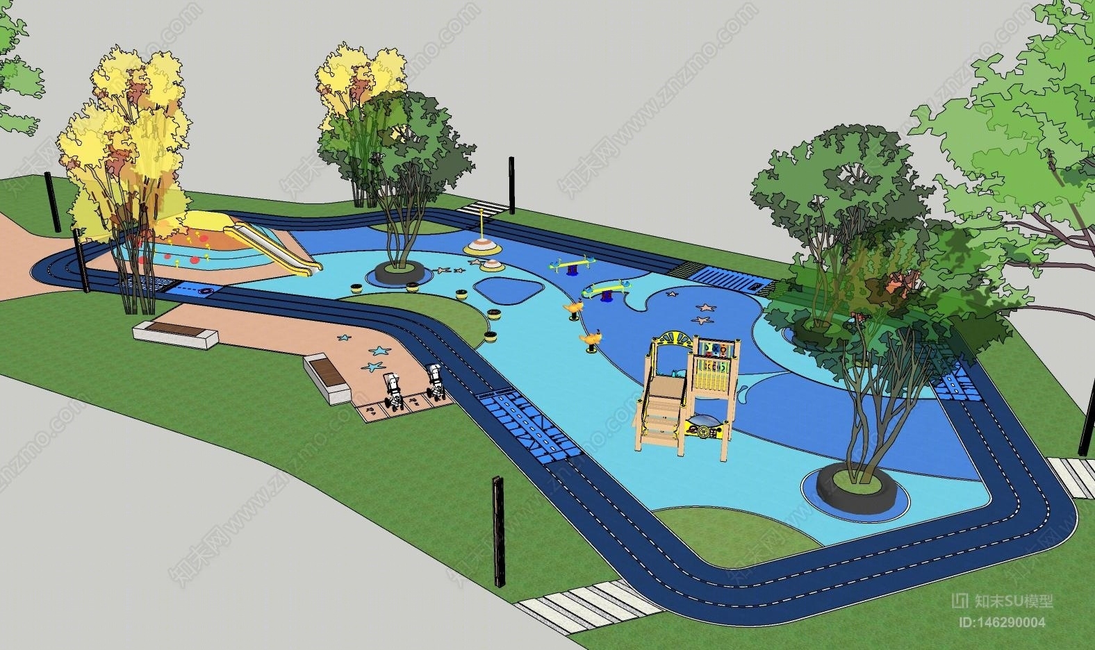 现代公园儿童区SU模型下载【ID:146290004】