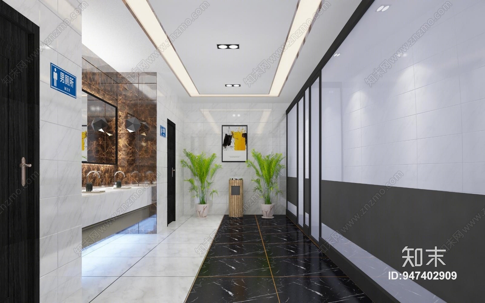 现代工装公用卫生间3D模型下载【ID:947402909】