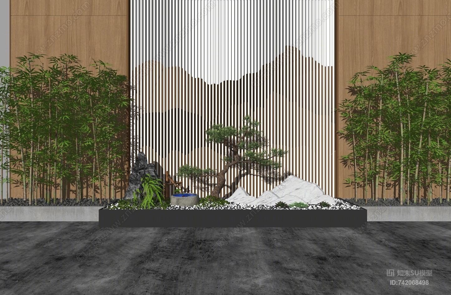 新中式松树SU模型下载【ID:742068498】