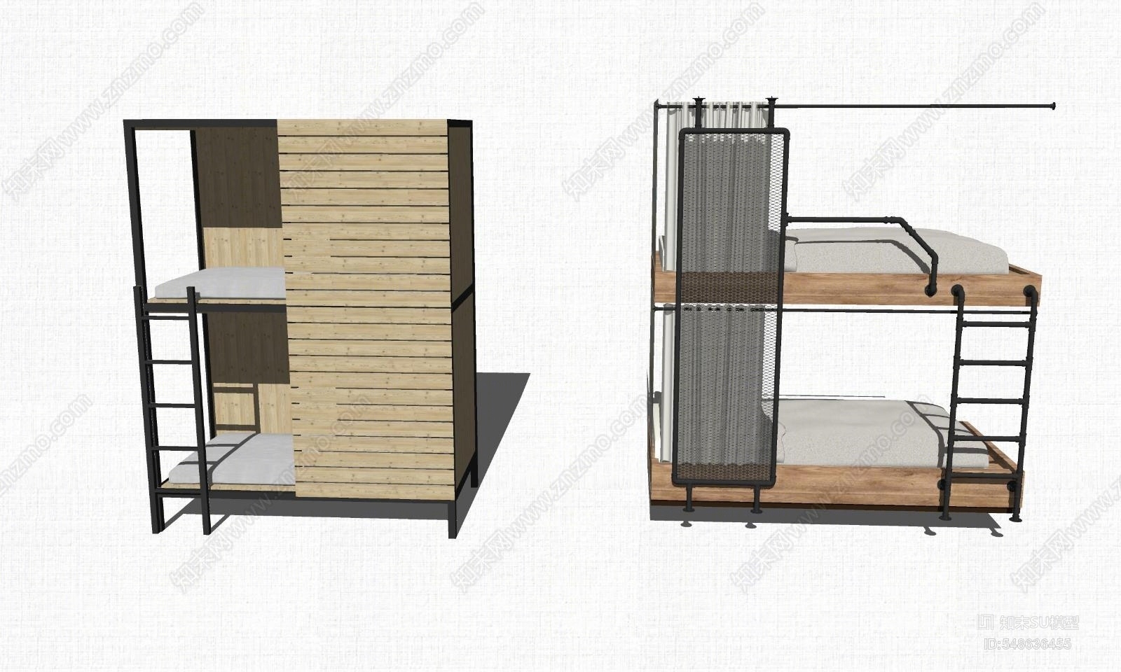 现代风格双层床SU模型下载【ID:548636455】