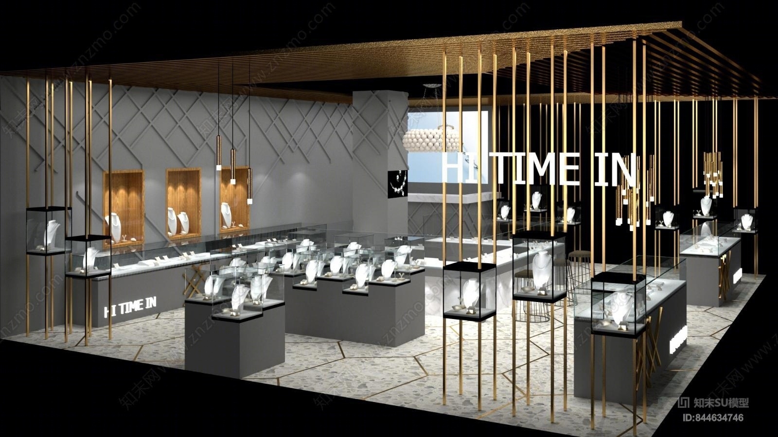 现代商场珠宝展示SU模型下载【ID:844634746】