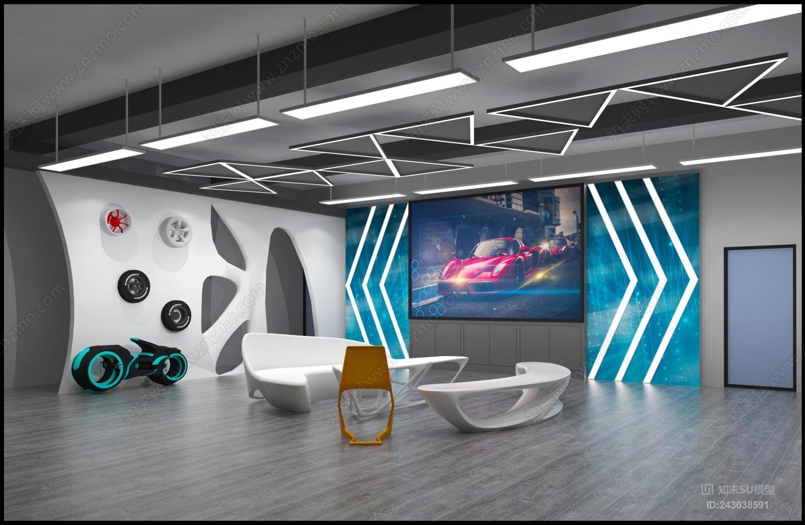 现代车展厅SU模型下载【ID:243038591】