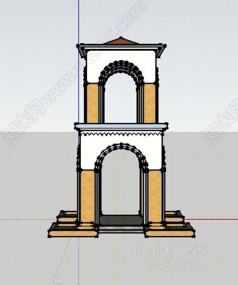 中式景观塔楼SU模型下载【ID:345918652】