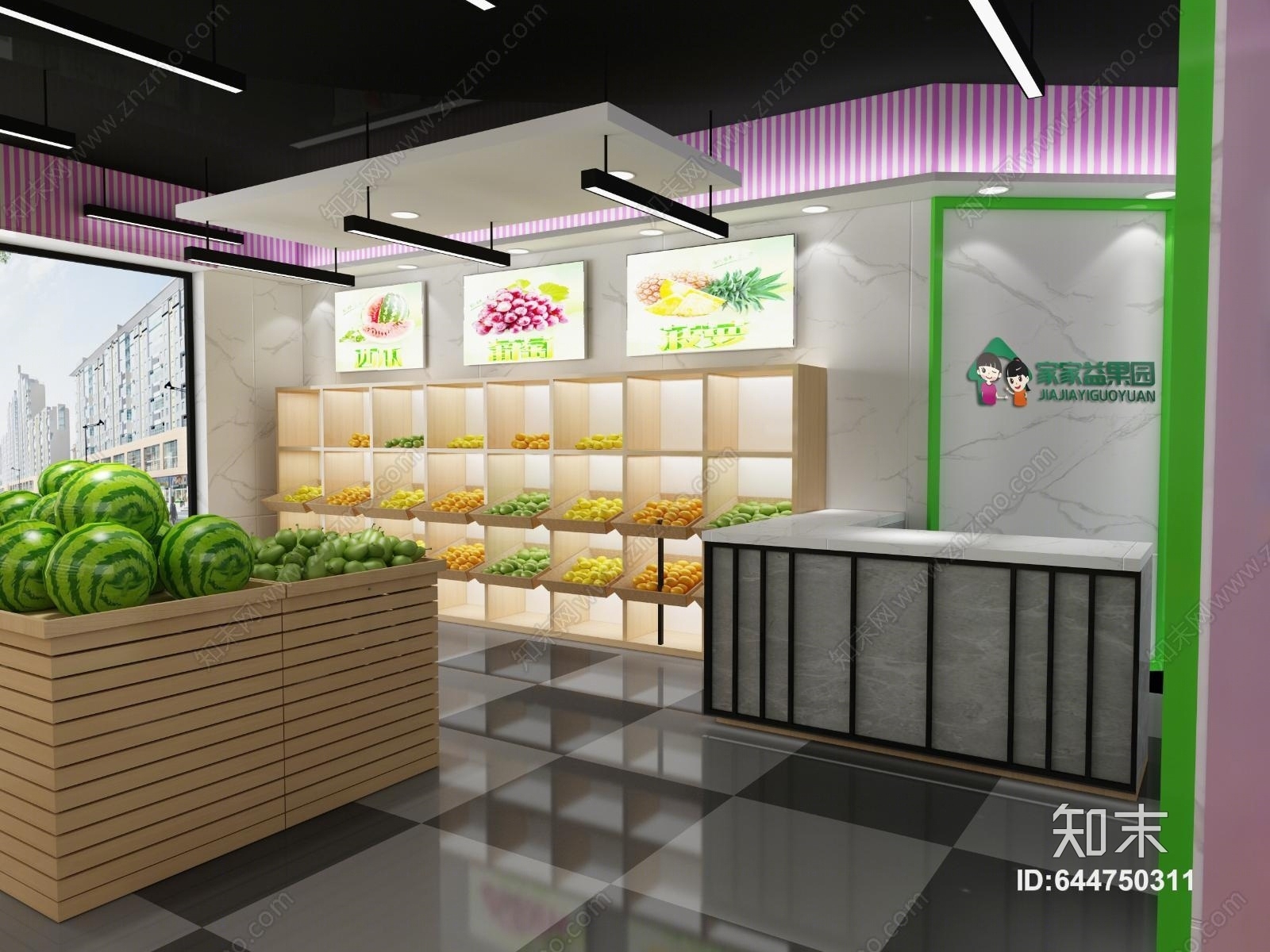 现代水果专卖店3D模型下载【ID:644750311】