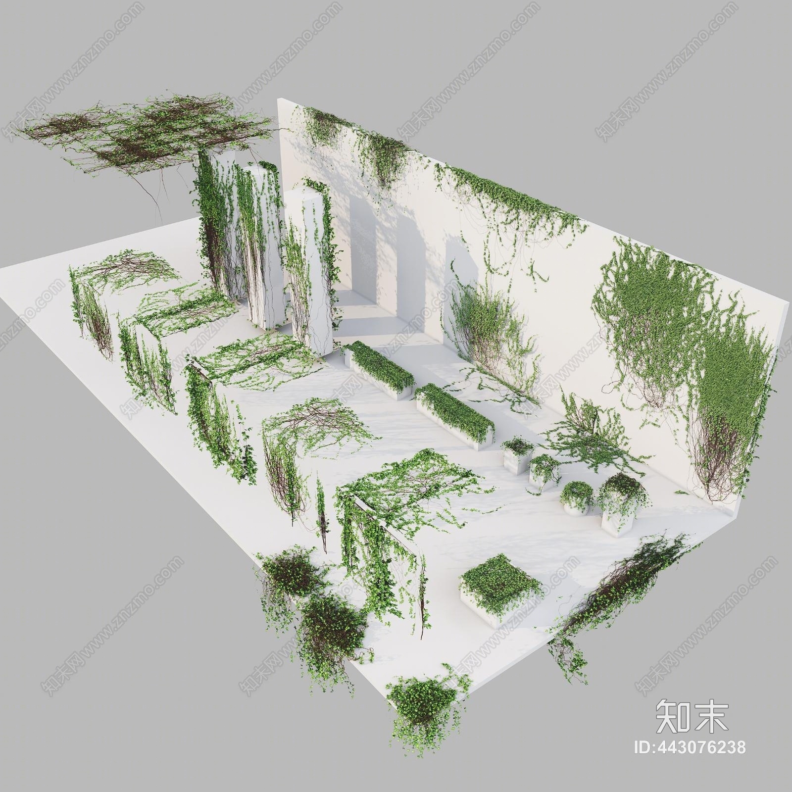 现代藤蔓爬山虎藤条组合3D模型下载【ID:443076238】