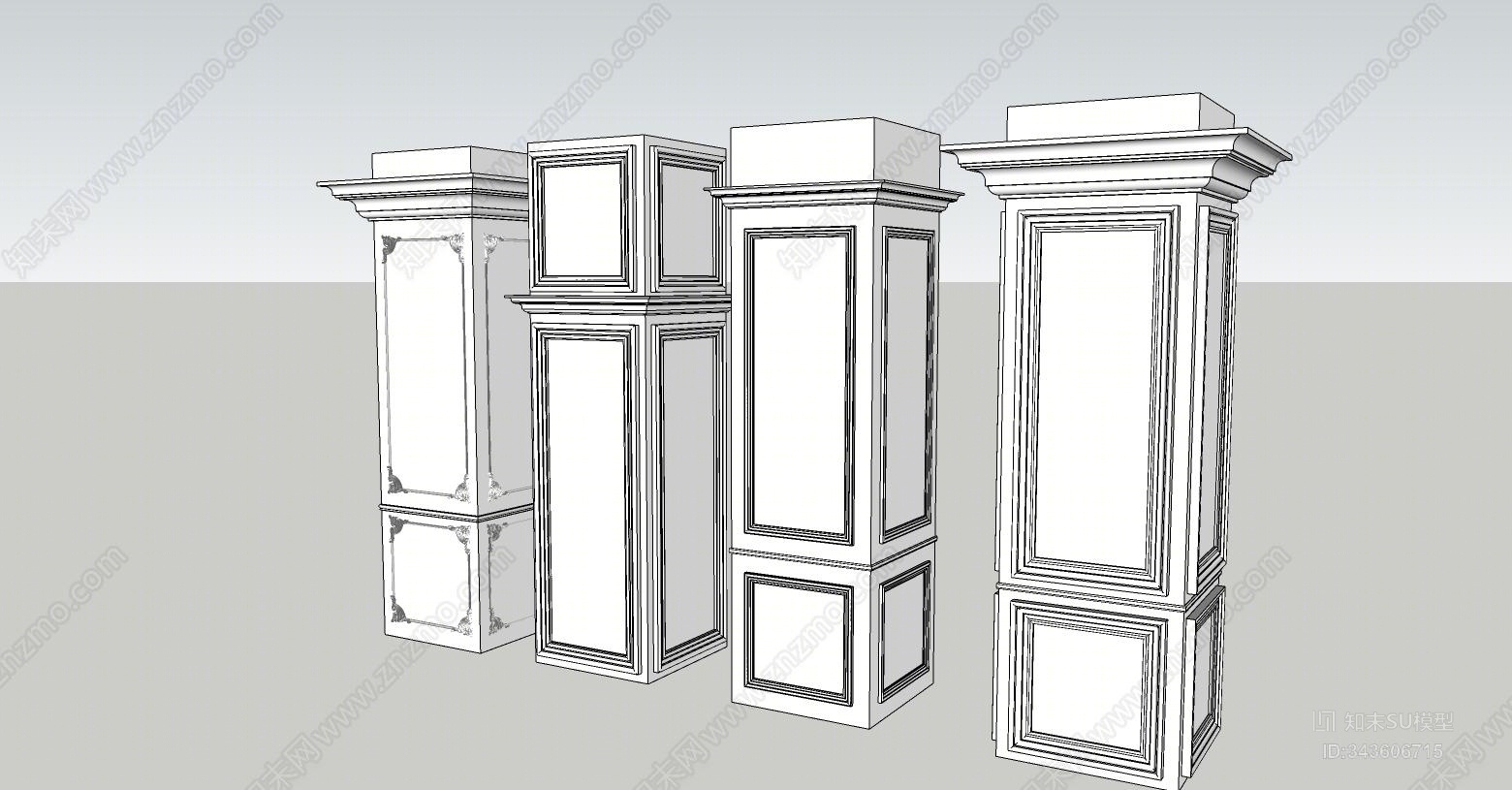 欧式罗马柱SU模型下载【ID:343606715】