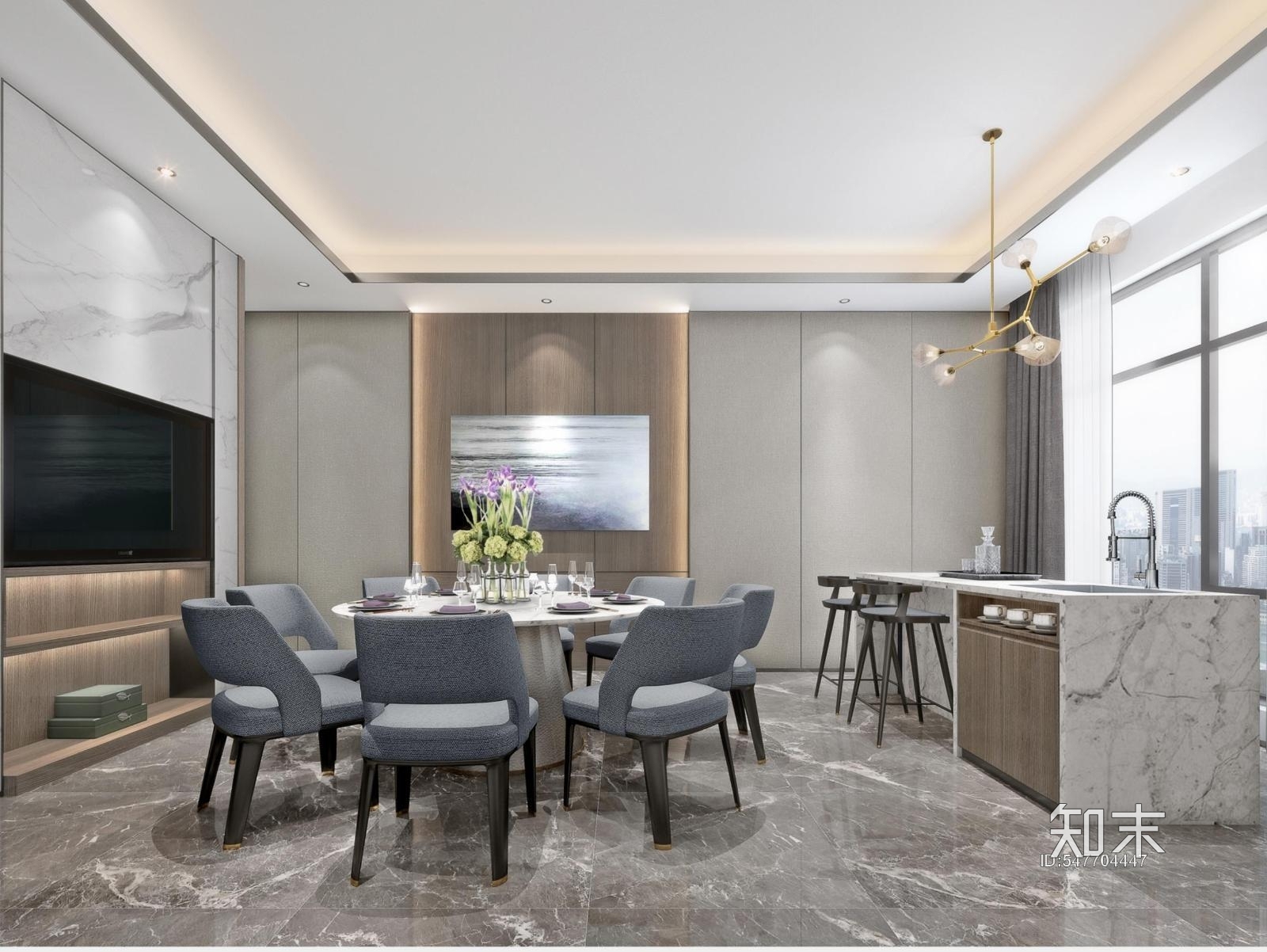 现代轻奢施工图下载【ID:547704447】