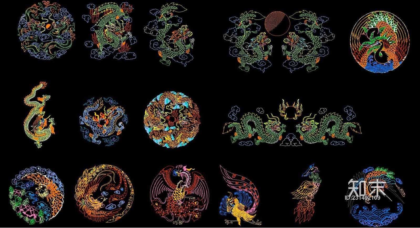 龙凤鹤彩色CAD图施工图下载【ID:231492109】