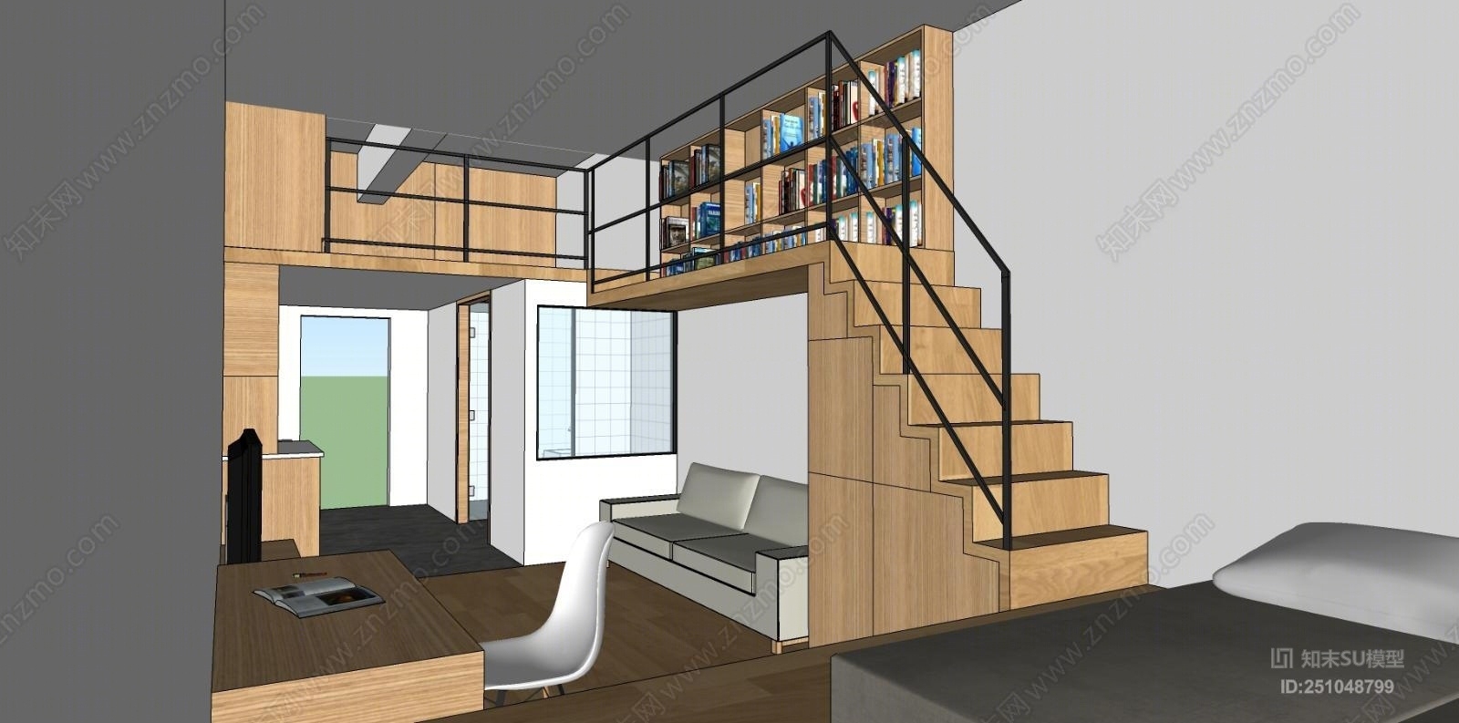 现代风格单身公寓SU模型下载【ID:251048799】