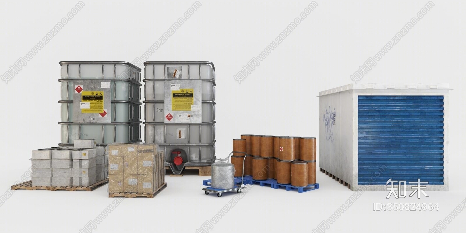 现代仓库货架3D模型下载【ID:350824964】