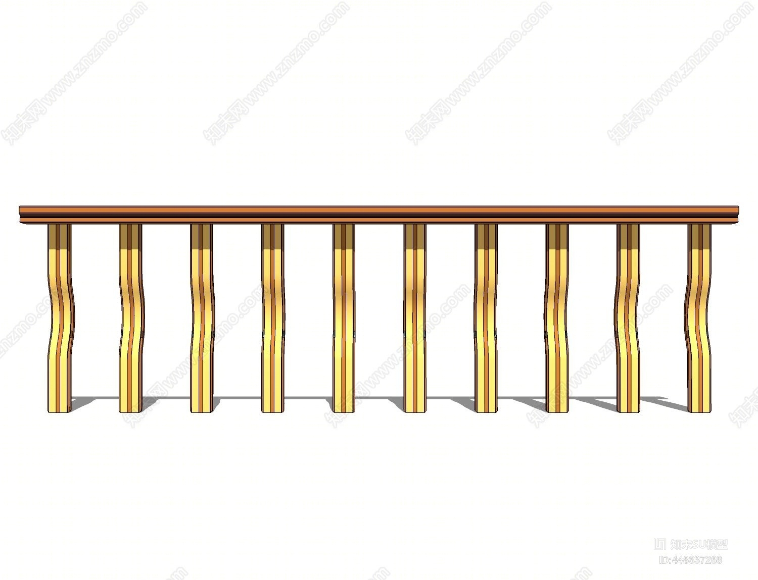 现代风格木艺栏杆SU模型下载【ID:448637268】