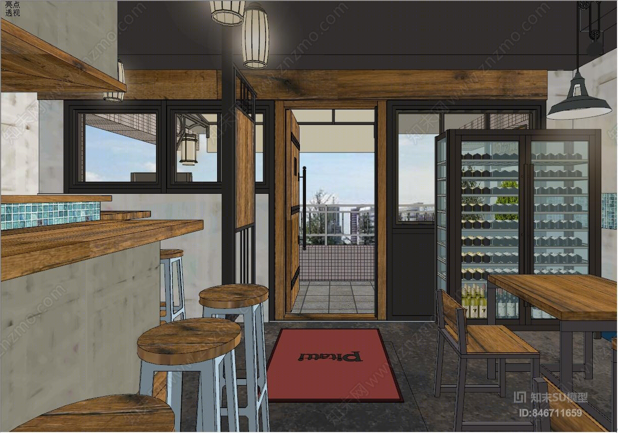 日式餐厅SU模型下载【ID:846711659】