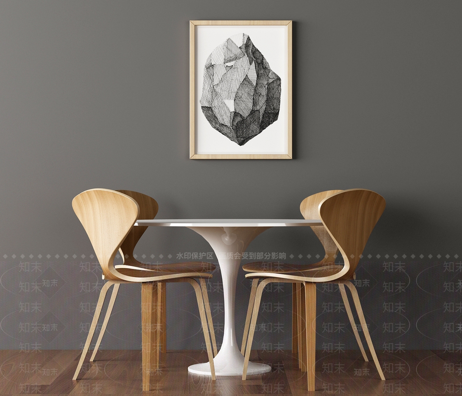 简欧桌椅组合3D模型下载【ID:133413858】