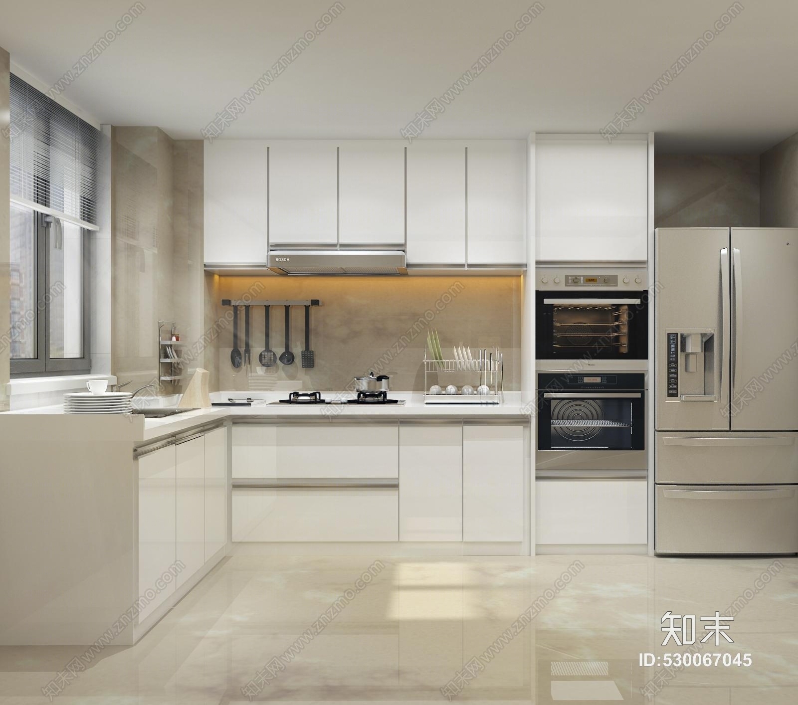 现代风格烤漆橱柜3D模型下载【ID:530067045】