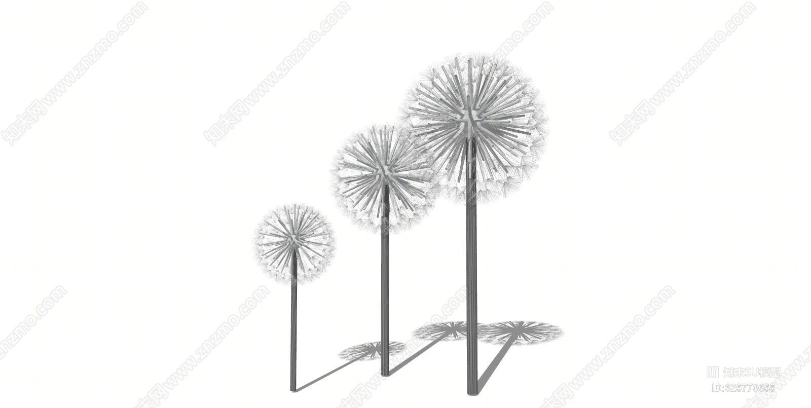 现代蒲公英雕塑SU模型下载【ID:625770655】