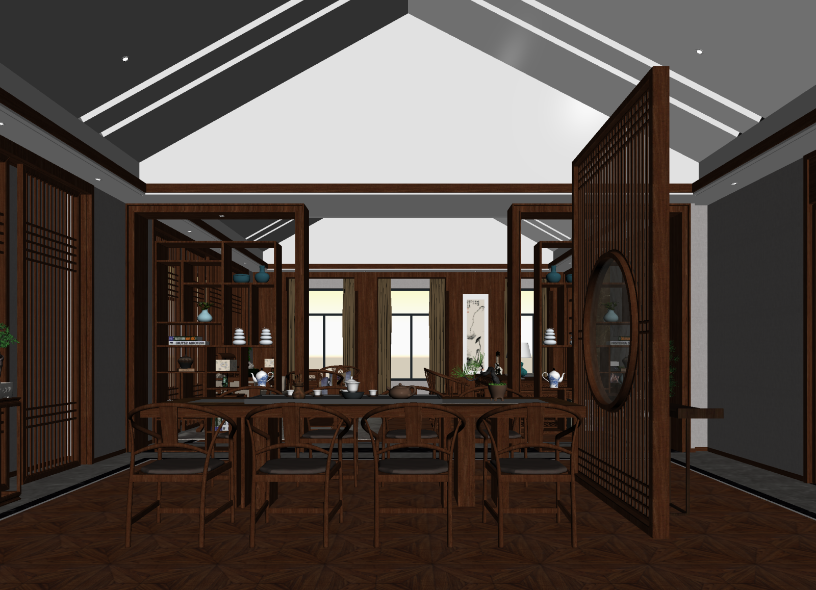 新中式茶馆3D模型下载【ID:1214133861】