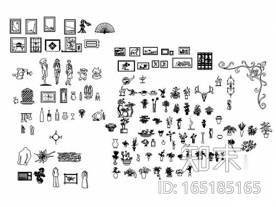 室内外植物及全套家居CAD图块下载施工图下载【ID:165185165】